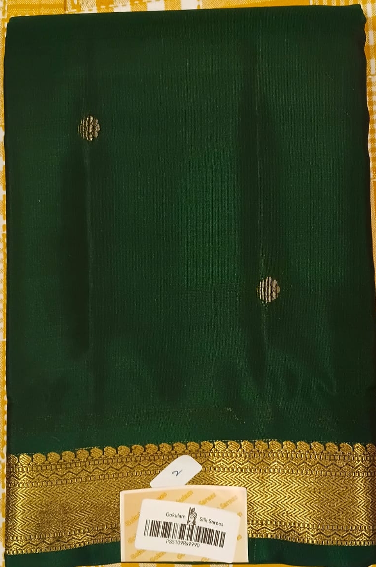 Pure Silk Green Saree 074 view 2