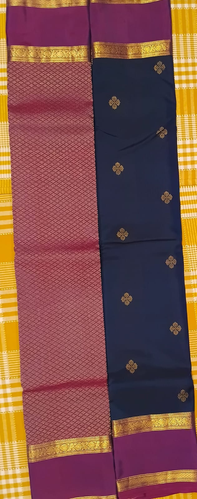Navy Blue  With Pink Pure Silk Saree 069 view 2
