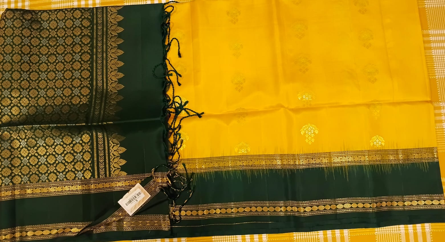 Pure Silk Saree Yellow With Green 053 view 2