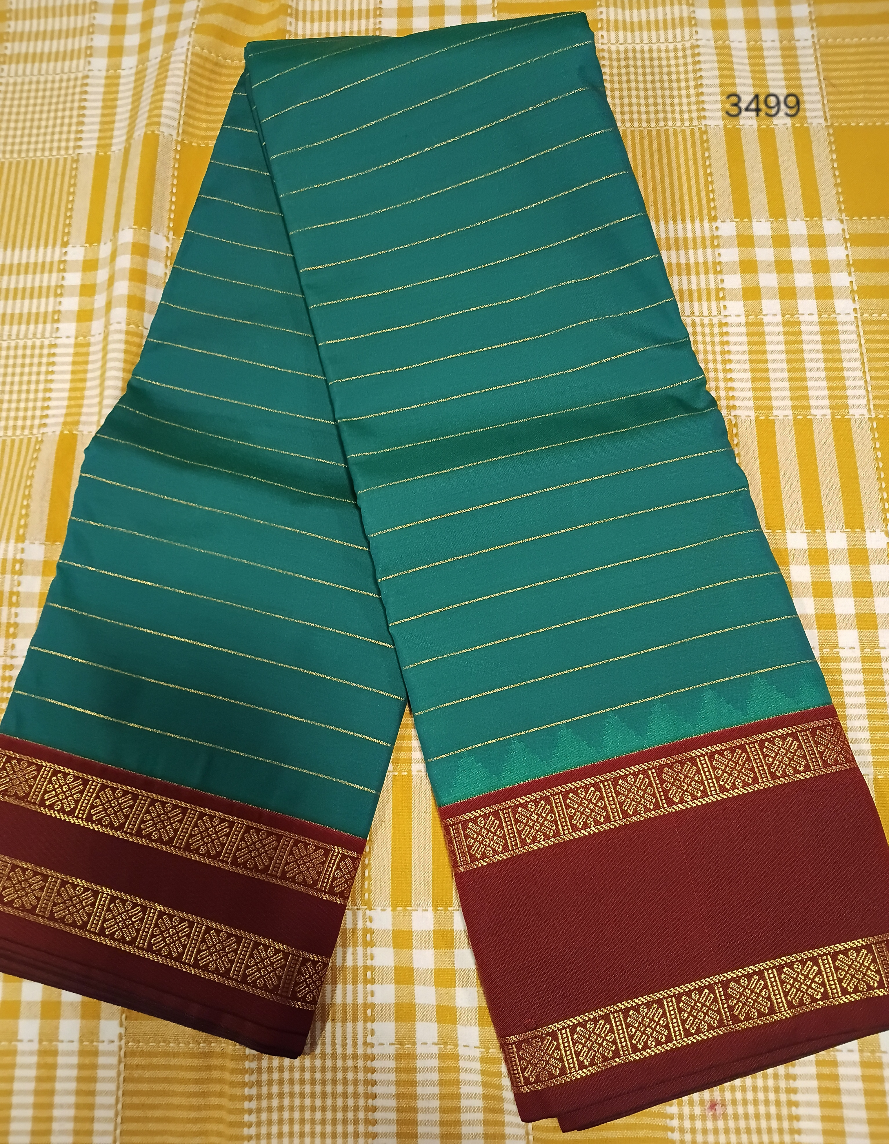 Bottle Green With Brown Semi Kanchi Silk 091 view 2