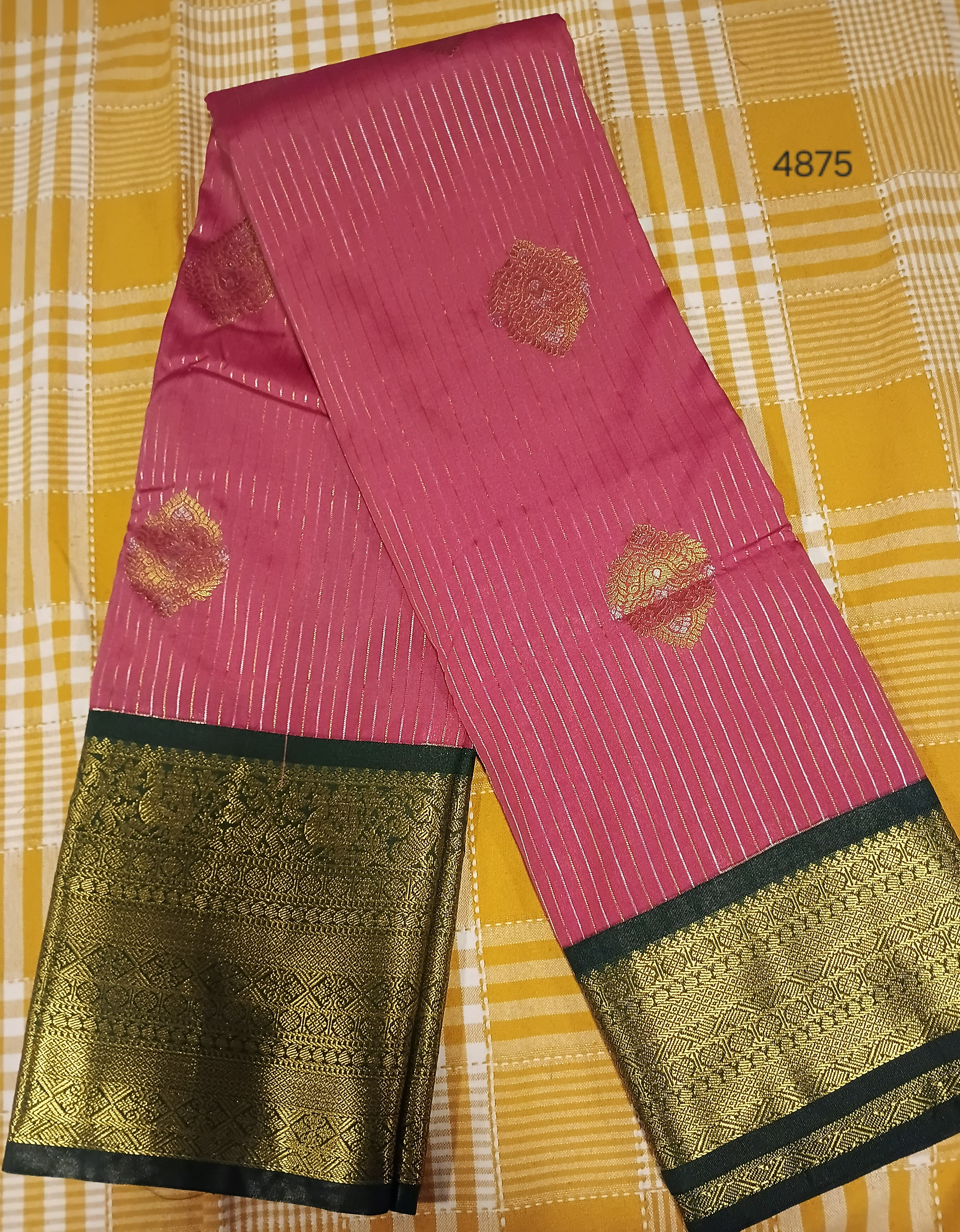 Semi Kanchi Silk Pink With Green 145 view 2