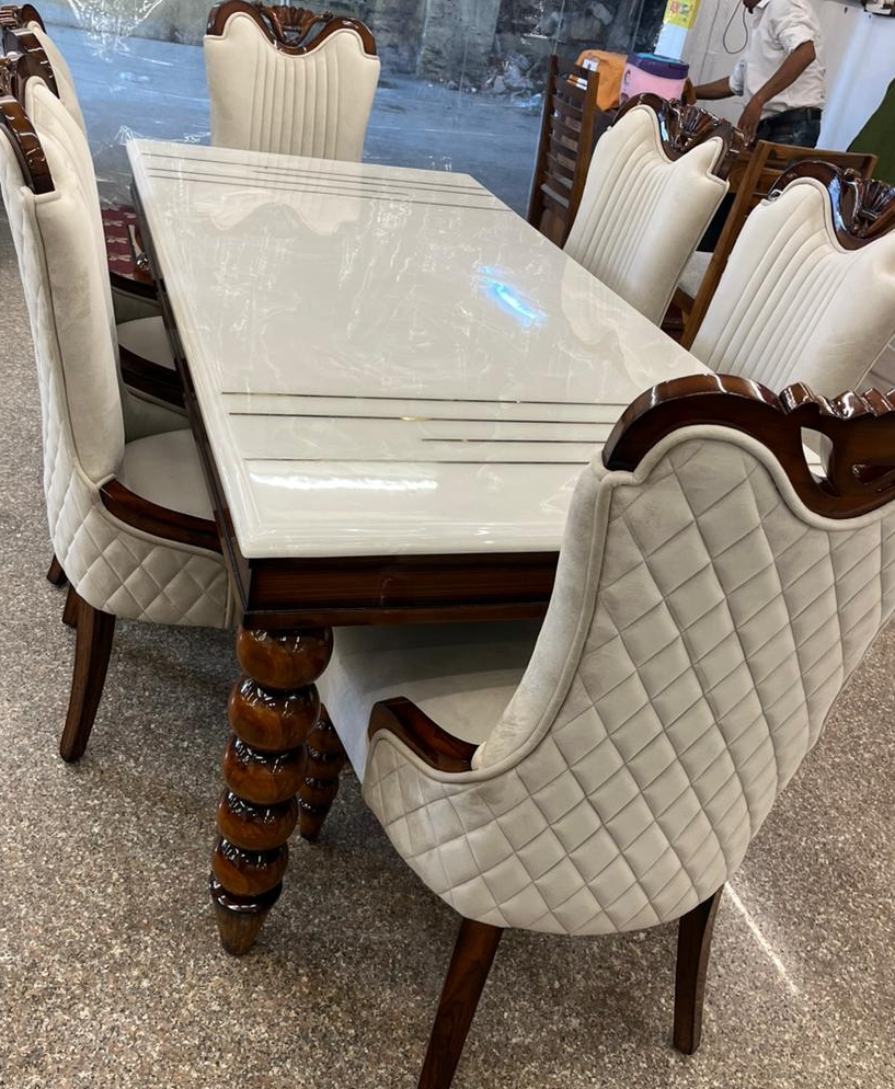 Luxurious White Dining Table Set view 2