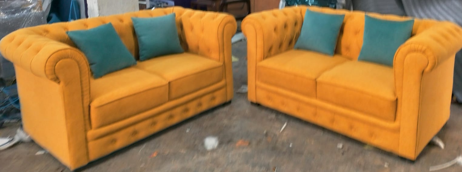 Chesterfield Velvet Sofa Set view 2