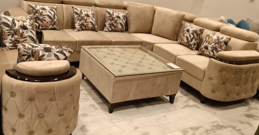 Beige Sectional Sofa Set view 2