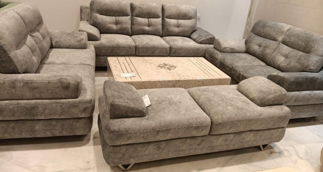 Plush Grey Sofa Set view 2