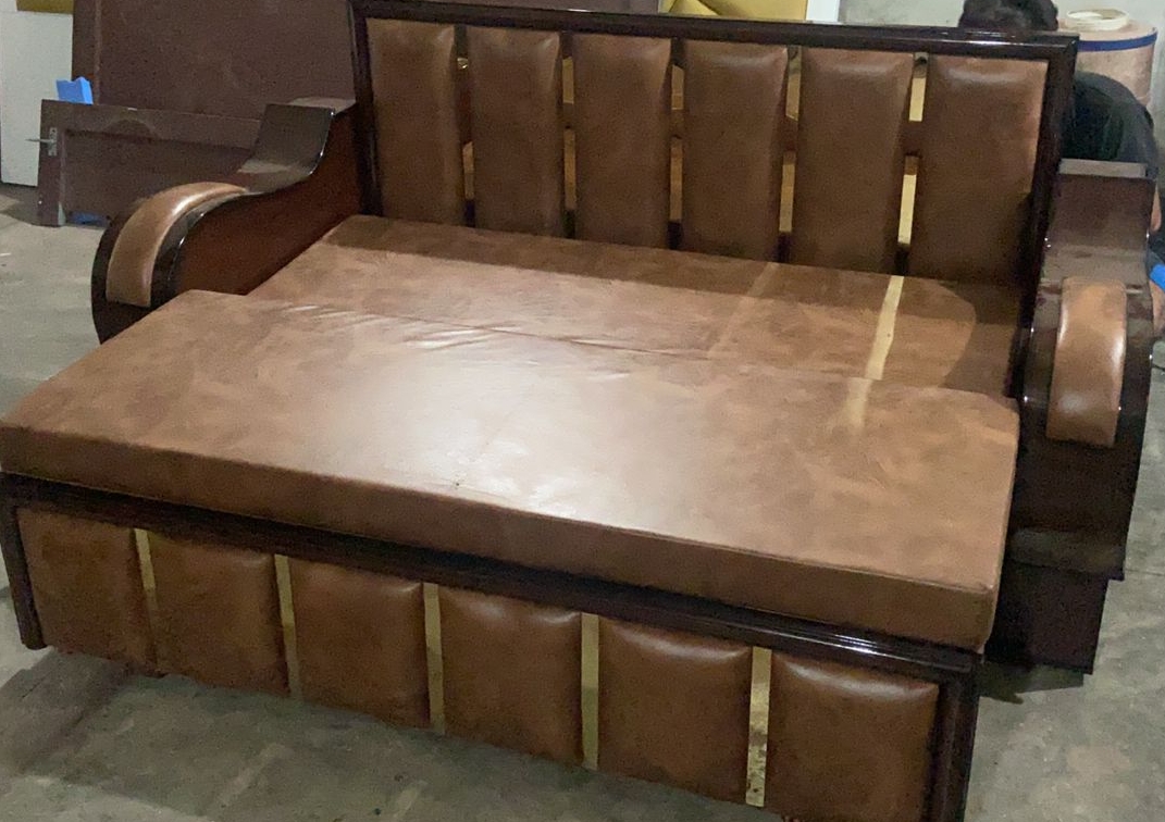 Elegant Leather Sofa Bed view 2