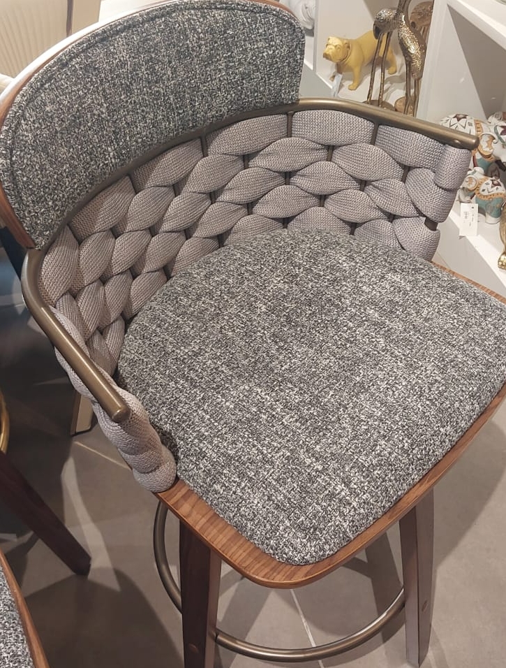 Woven Upholstered Bar Stool view 2