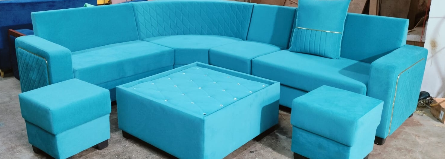 Turquoise Sectional Sofa Set view 2