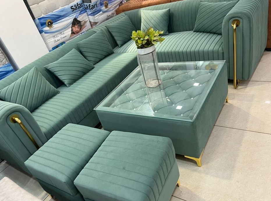 Elegant Mint Green Sofa Set view 2