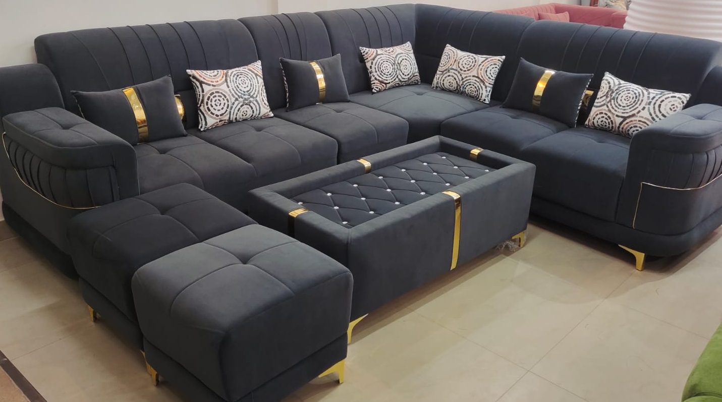 Luxurious Dark Gray Sectional Sofa view 2