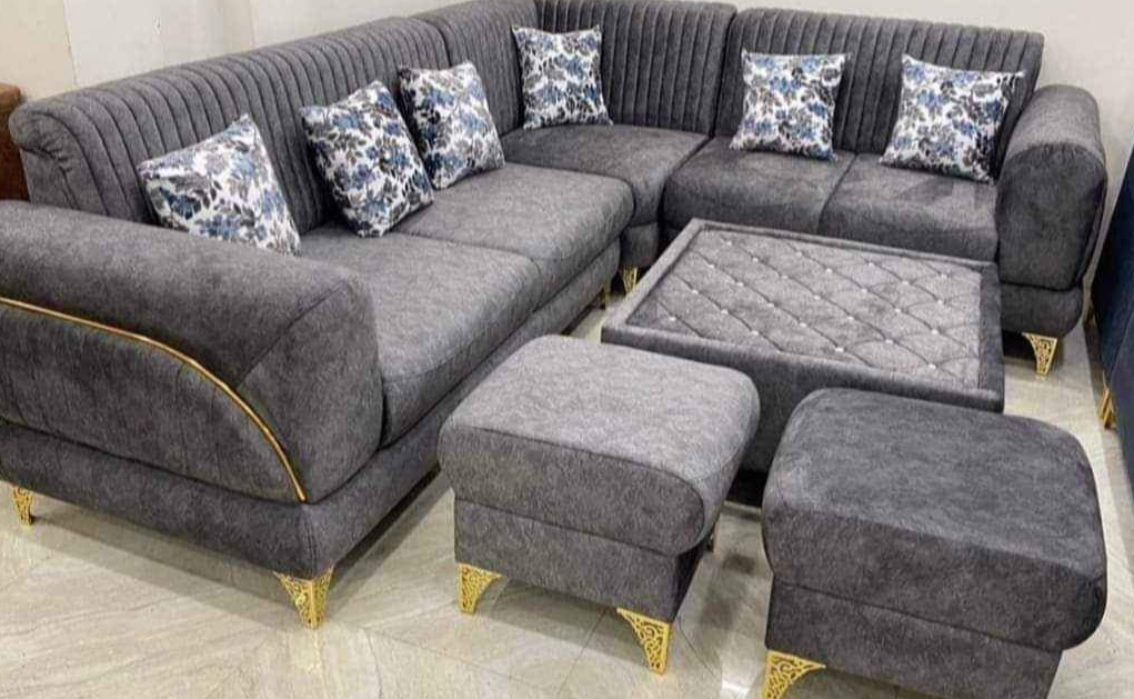 Plush Grey Sectional Sofa Set view 2