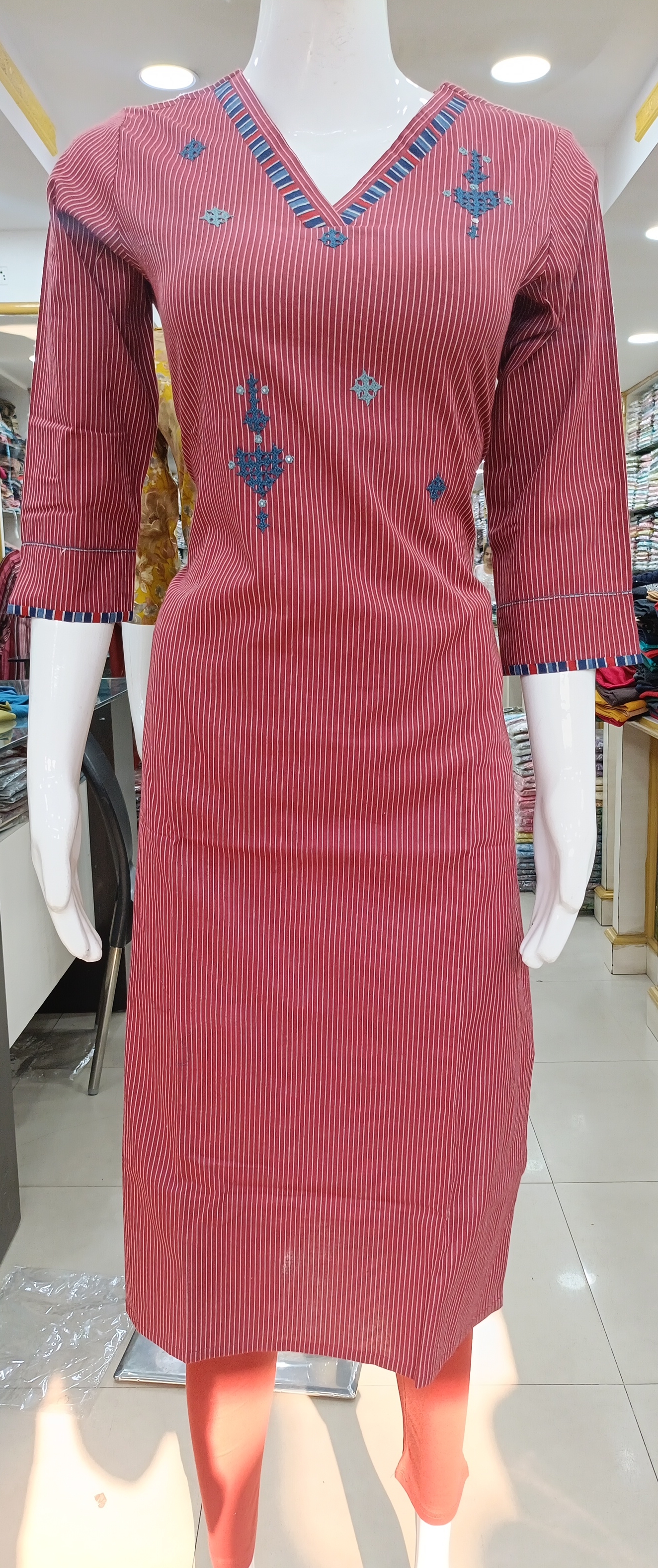 Red Striped Kurti view 2
