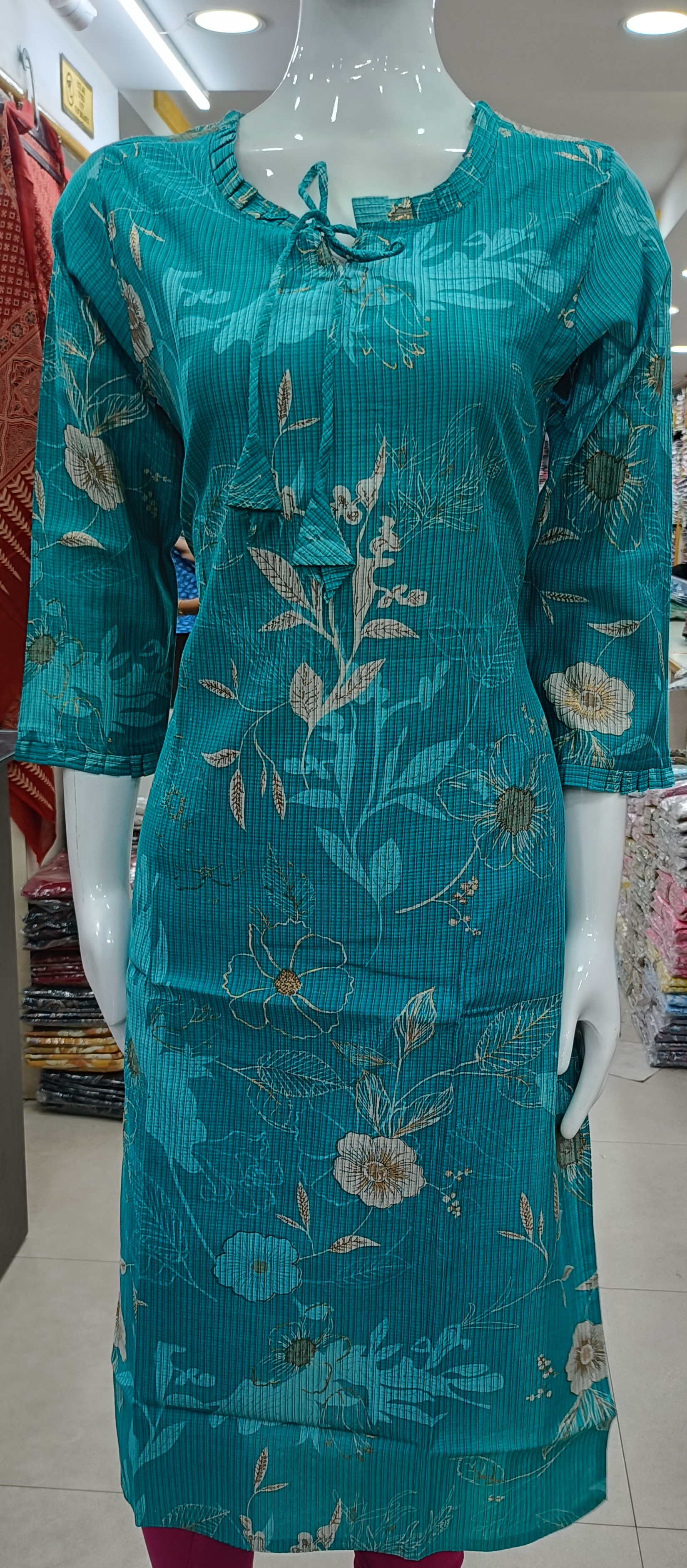 Floral Turquoise Kurta view 2