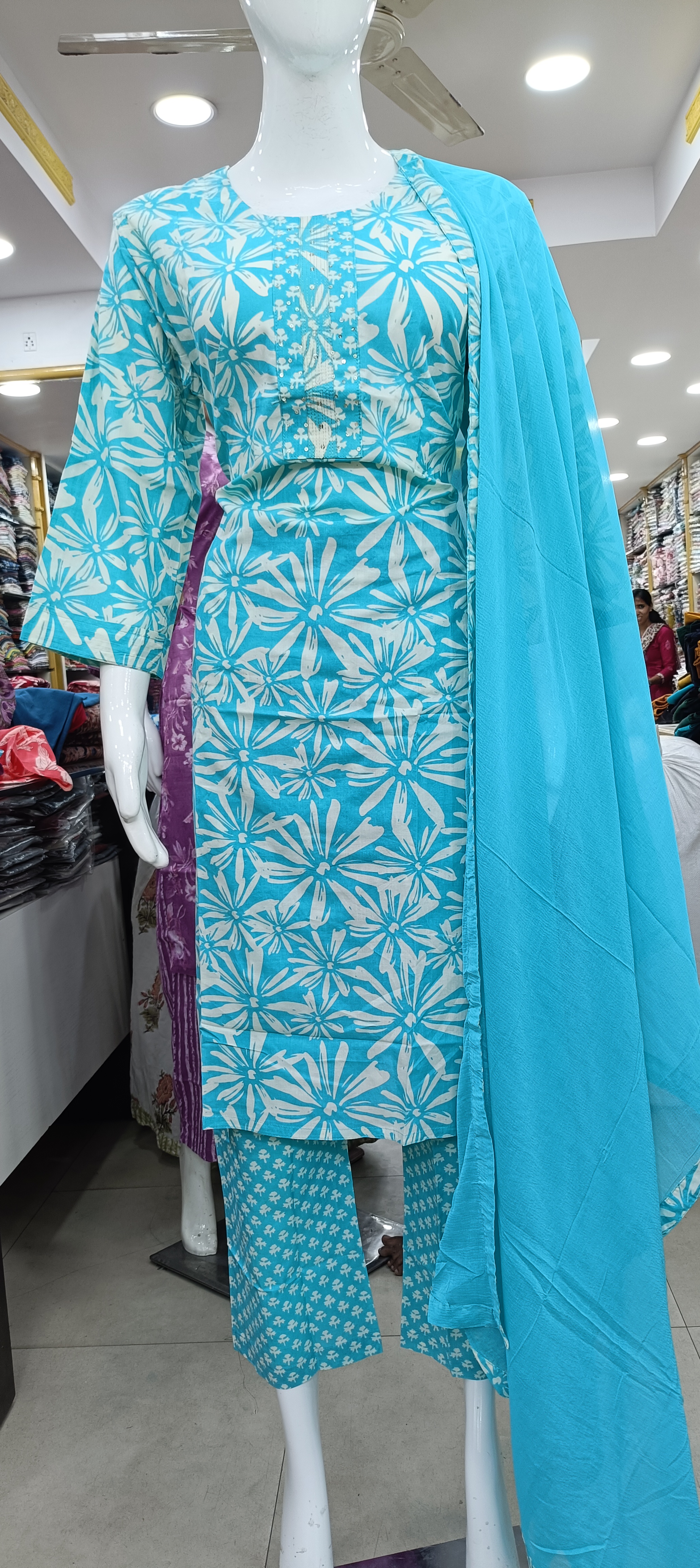 Floral Kurta Blue Set view 2
