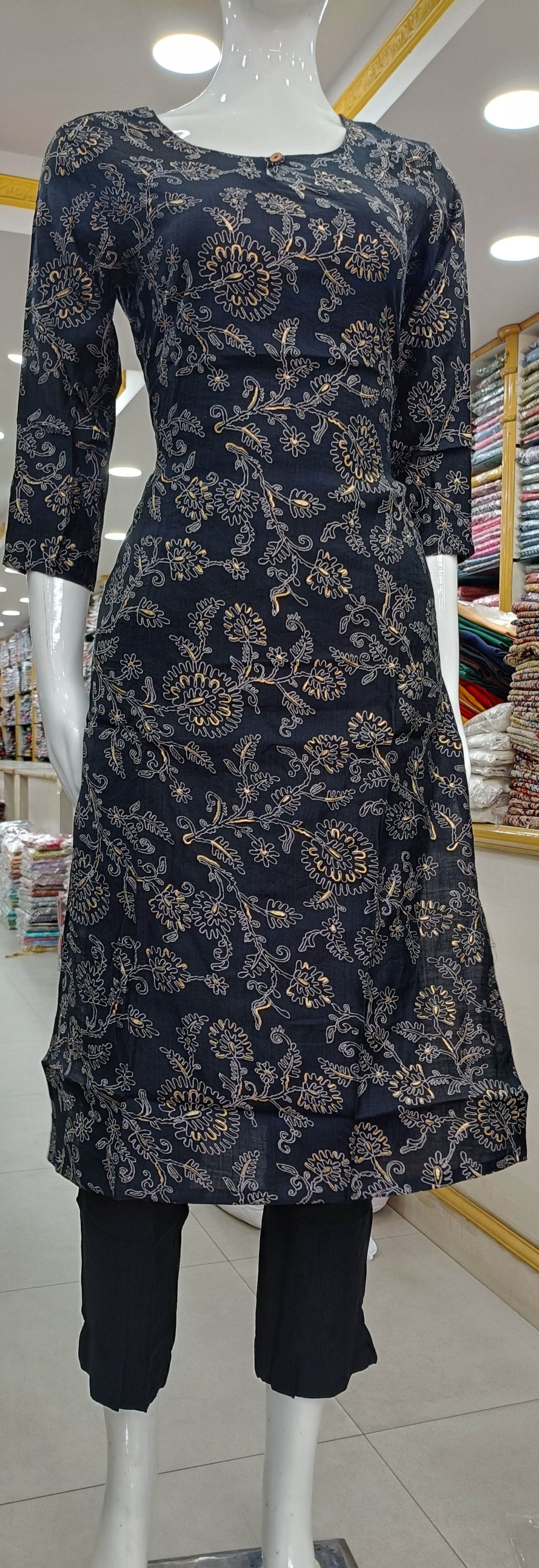 Black Floral Kurti view 2