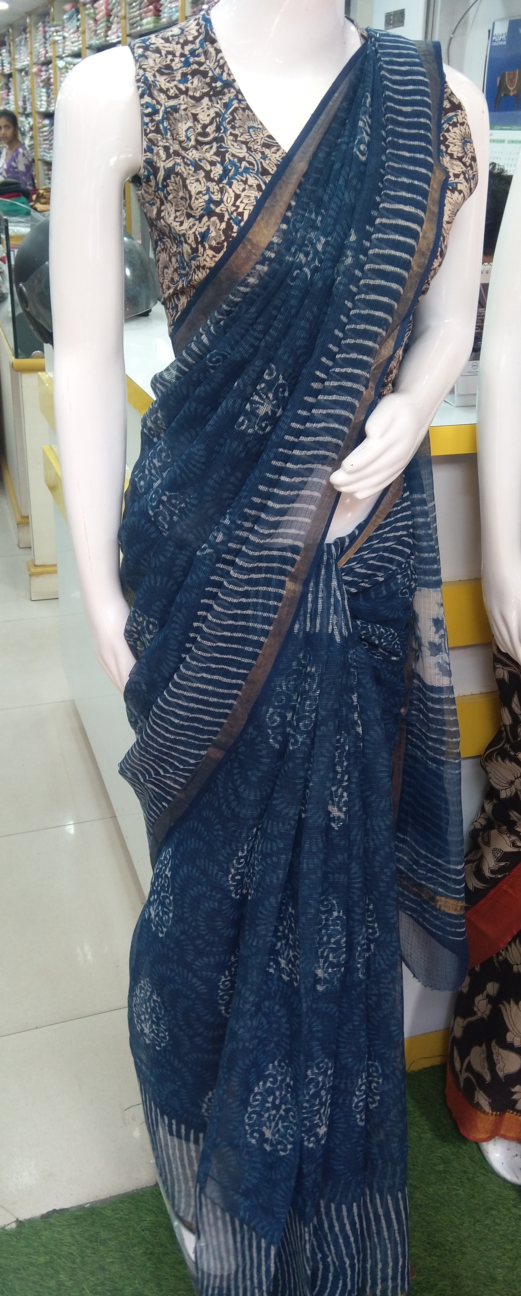 Elegant Blue Printed Saree view 2