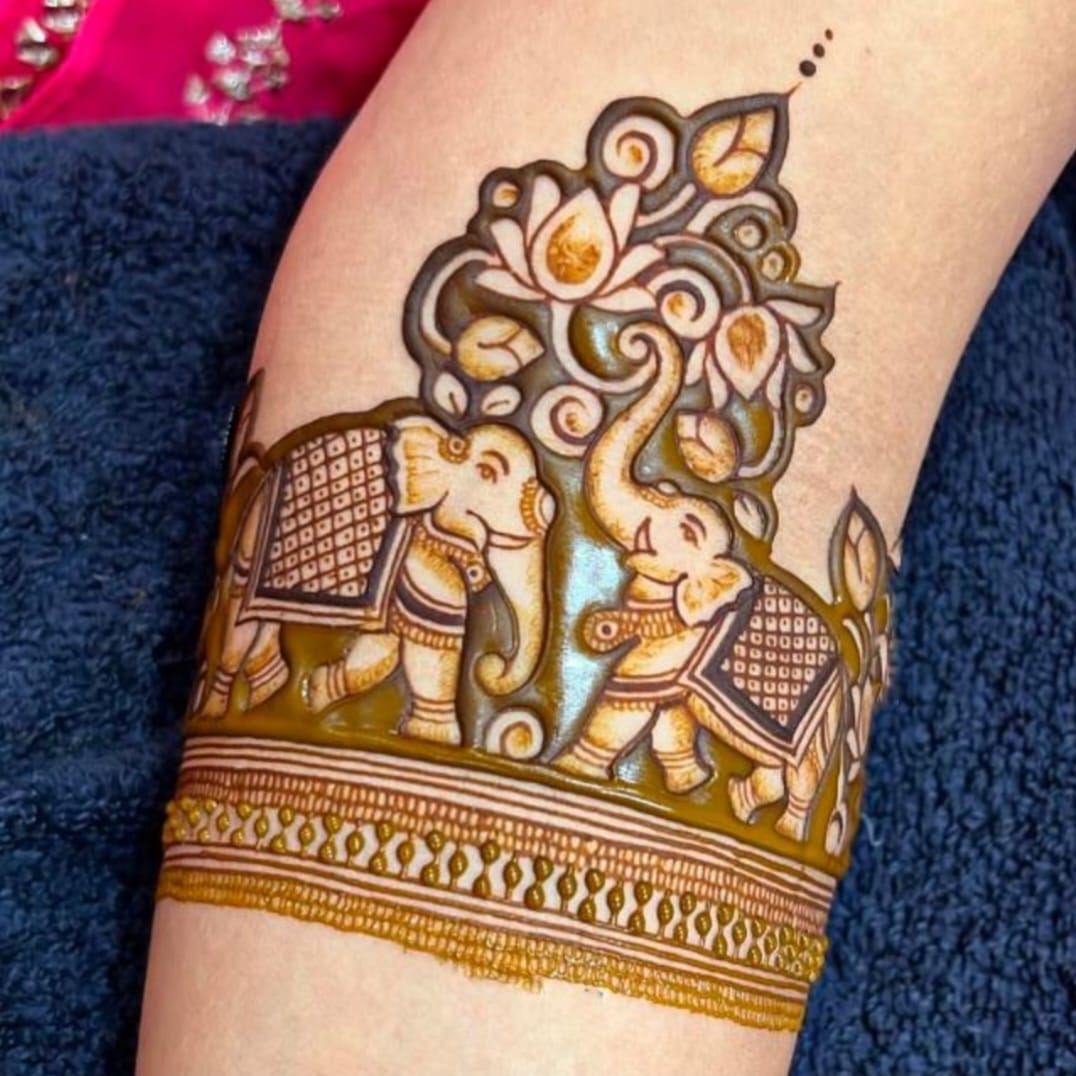 Elephant Mehandi Design view 2