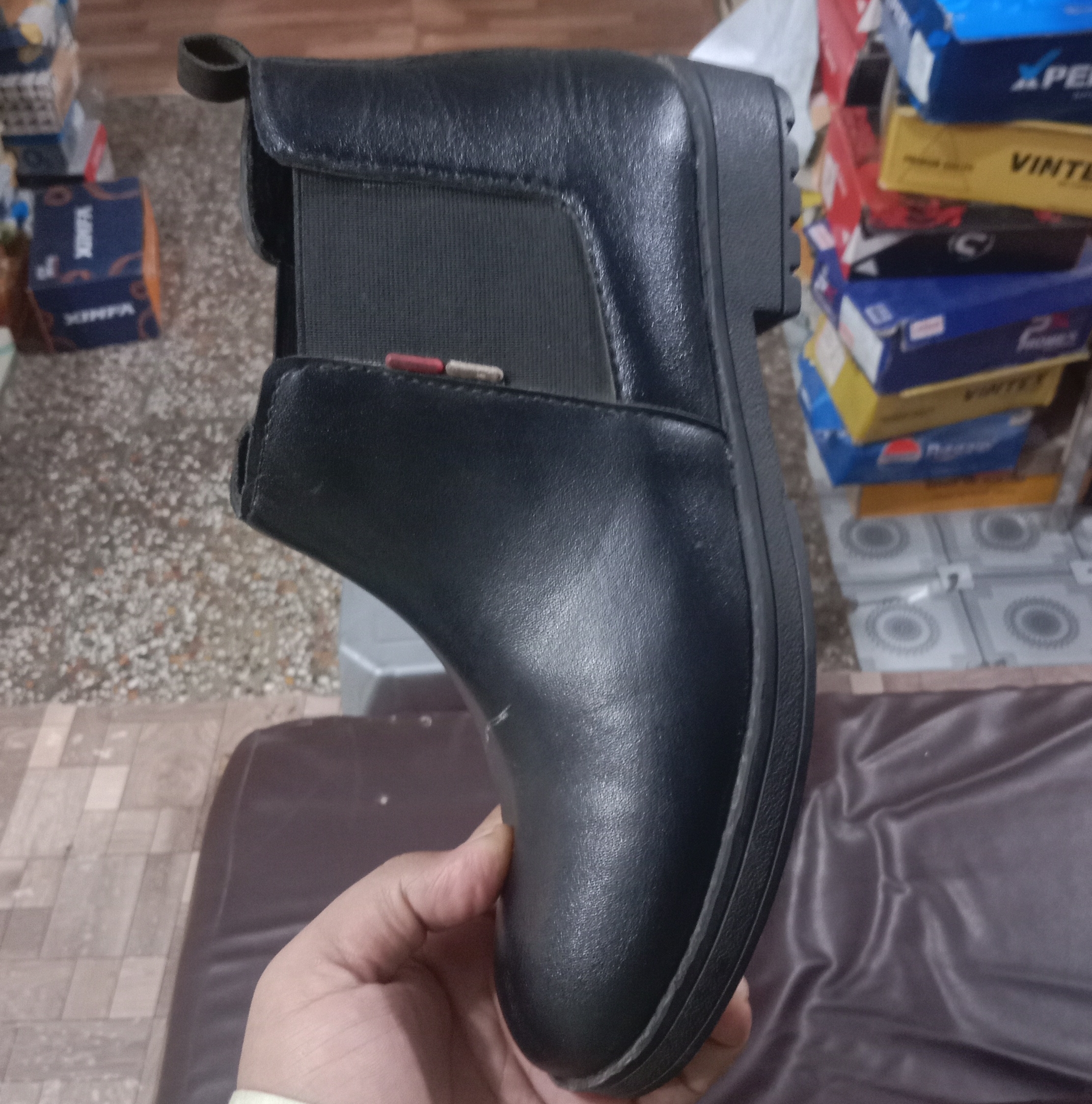 Black Leather Chelsea Boots view 2