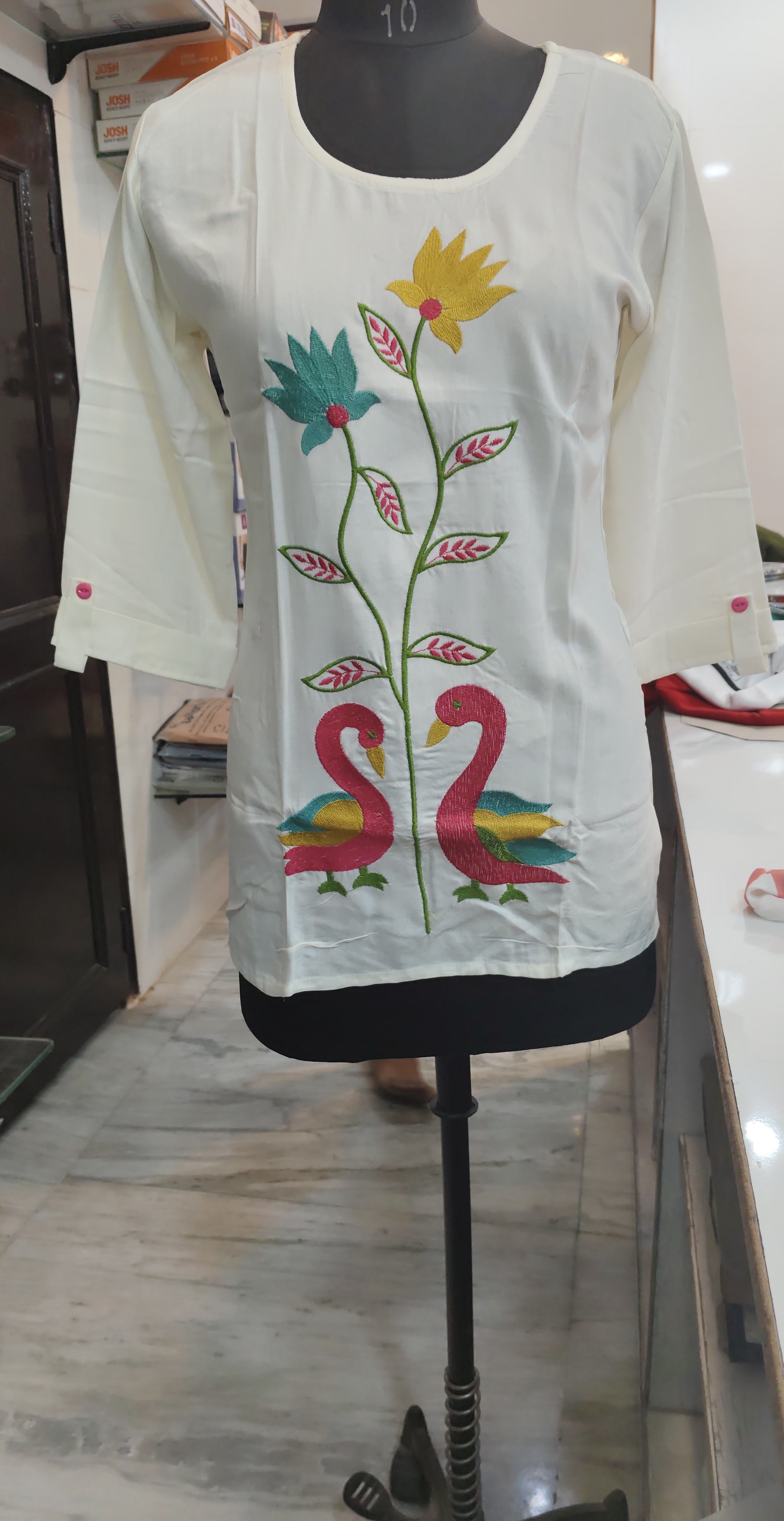 Embroidered Floral Short Kurti view 2