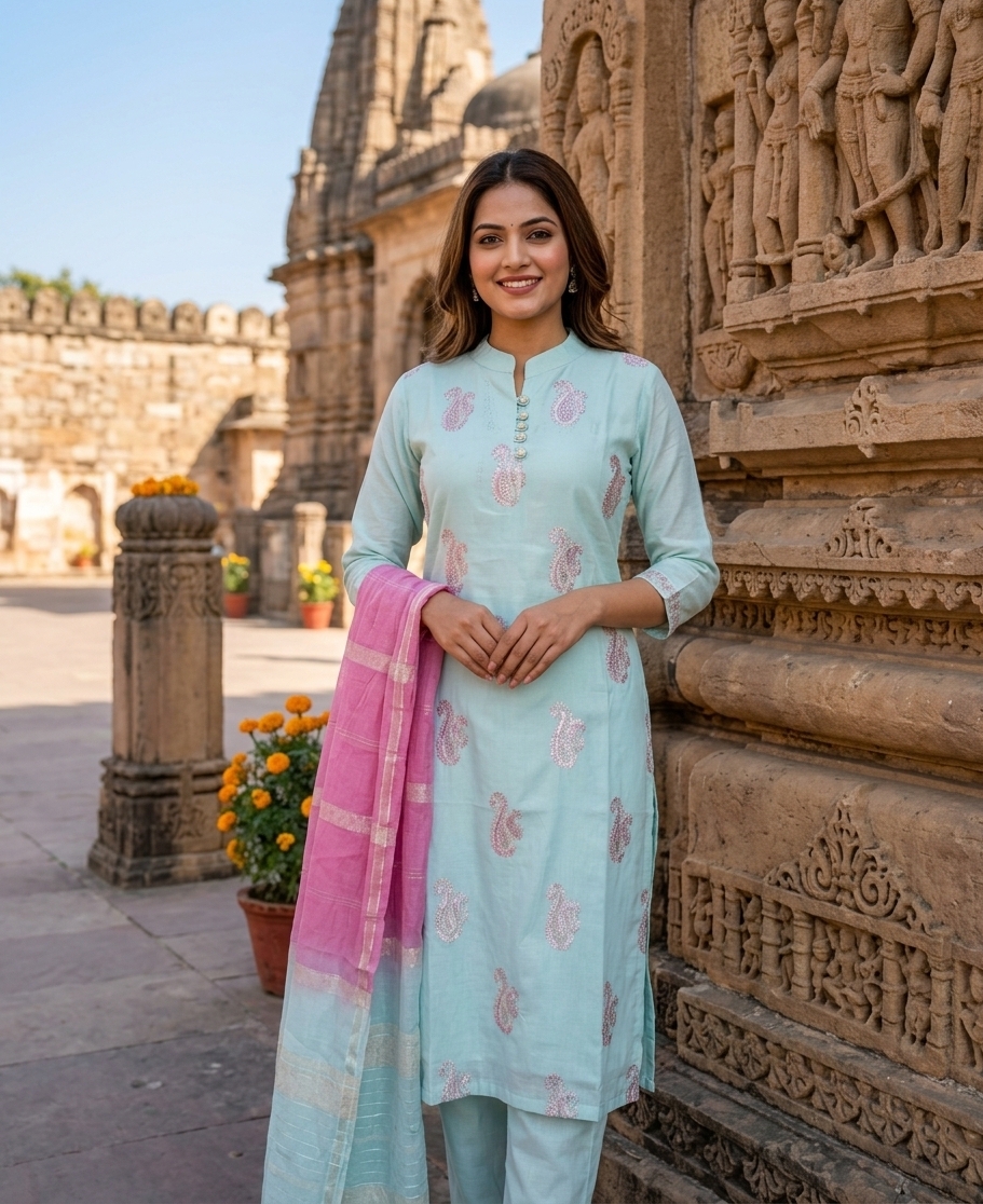 Elegant Printed Kurti Set view 2