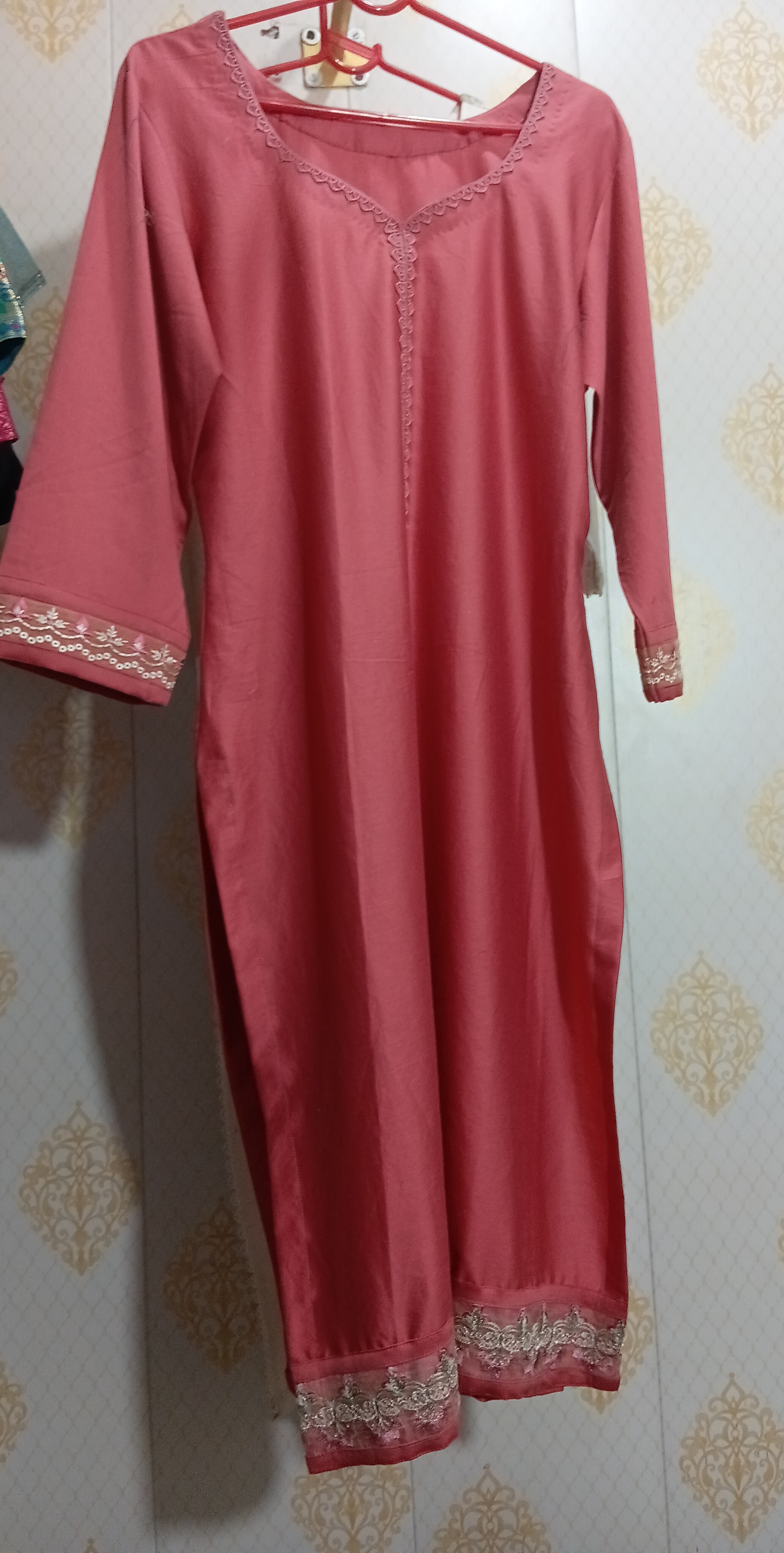 Coral Pink Kurti view 2