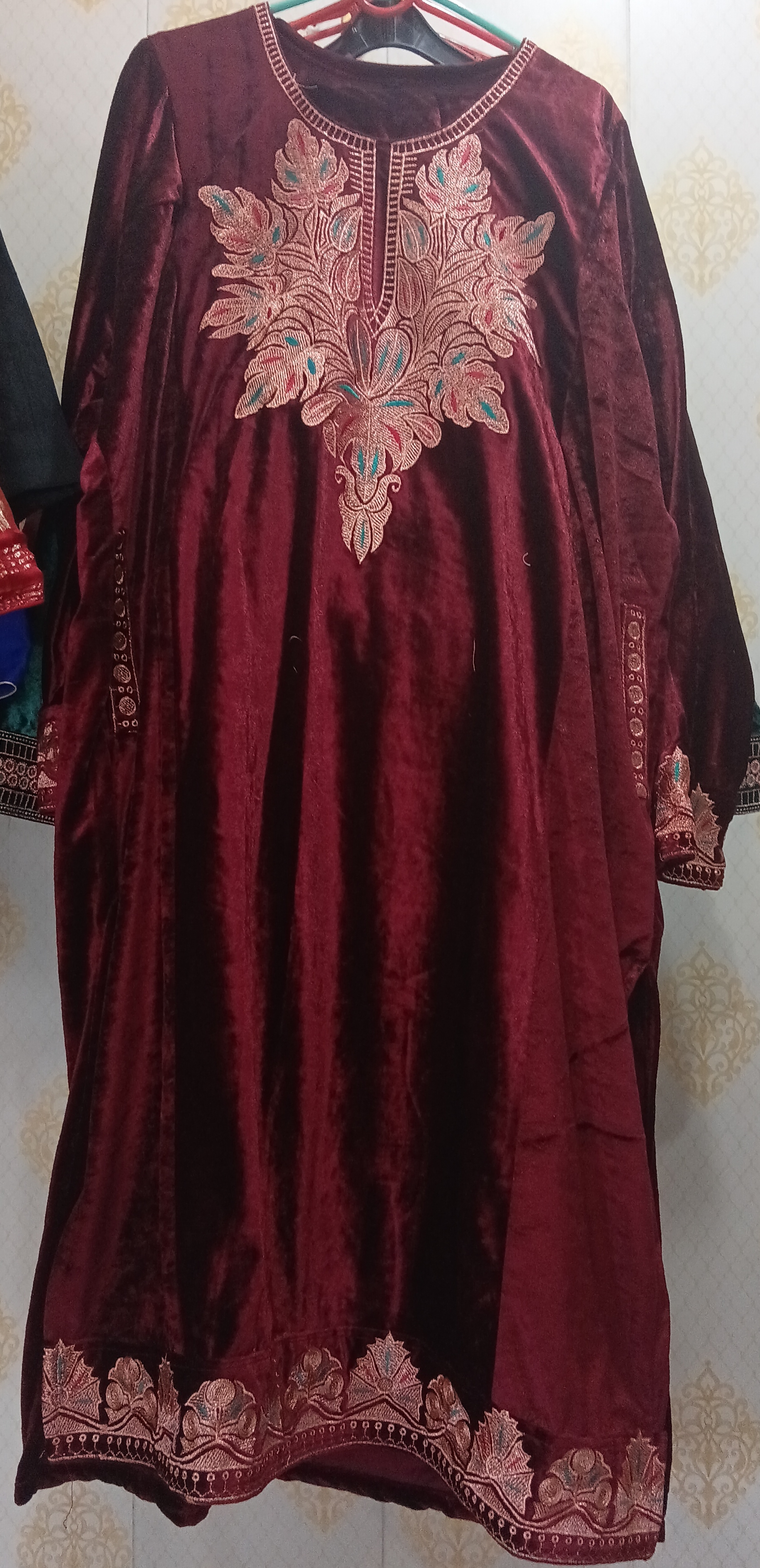 Maroon Velvet Kurti view 2