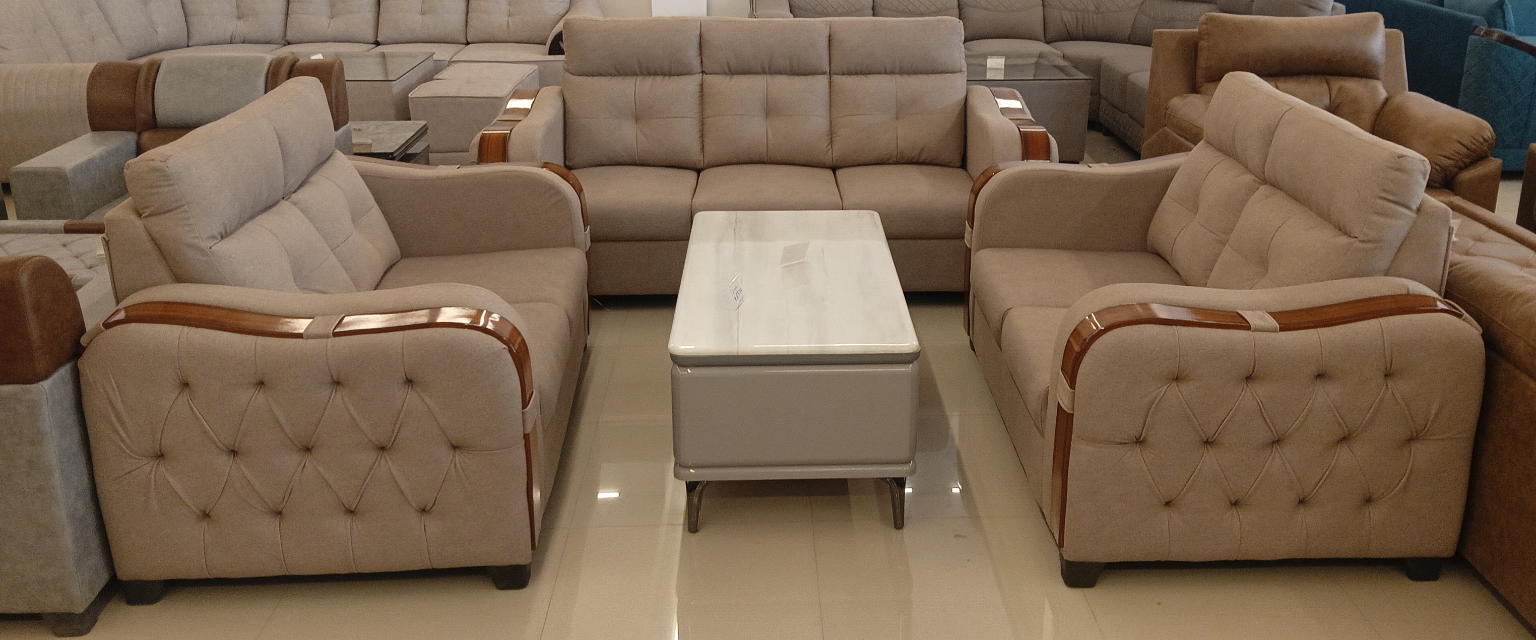 Beige Sofa Set view 2