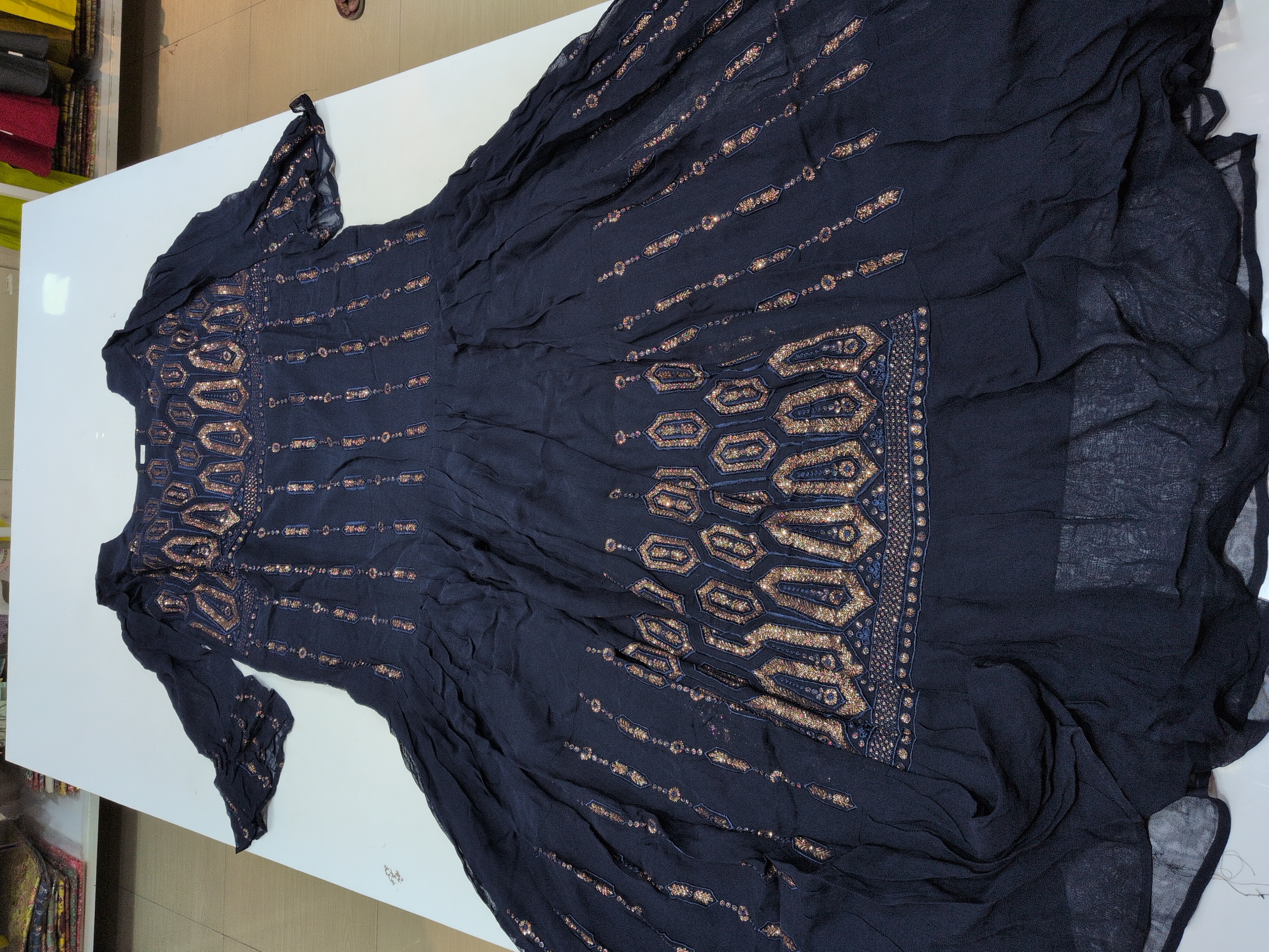 DESIGNER HEAVY GEORGETTE GOWN WITH SEQUENCE EMBROIDERY WORK /LIGHT BLUE / HC001673 view 2
