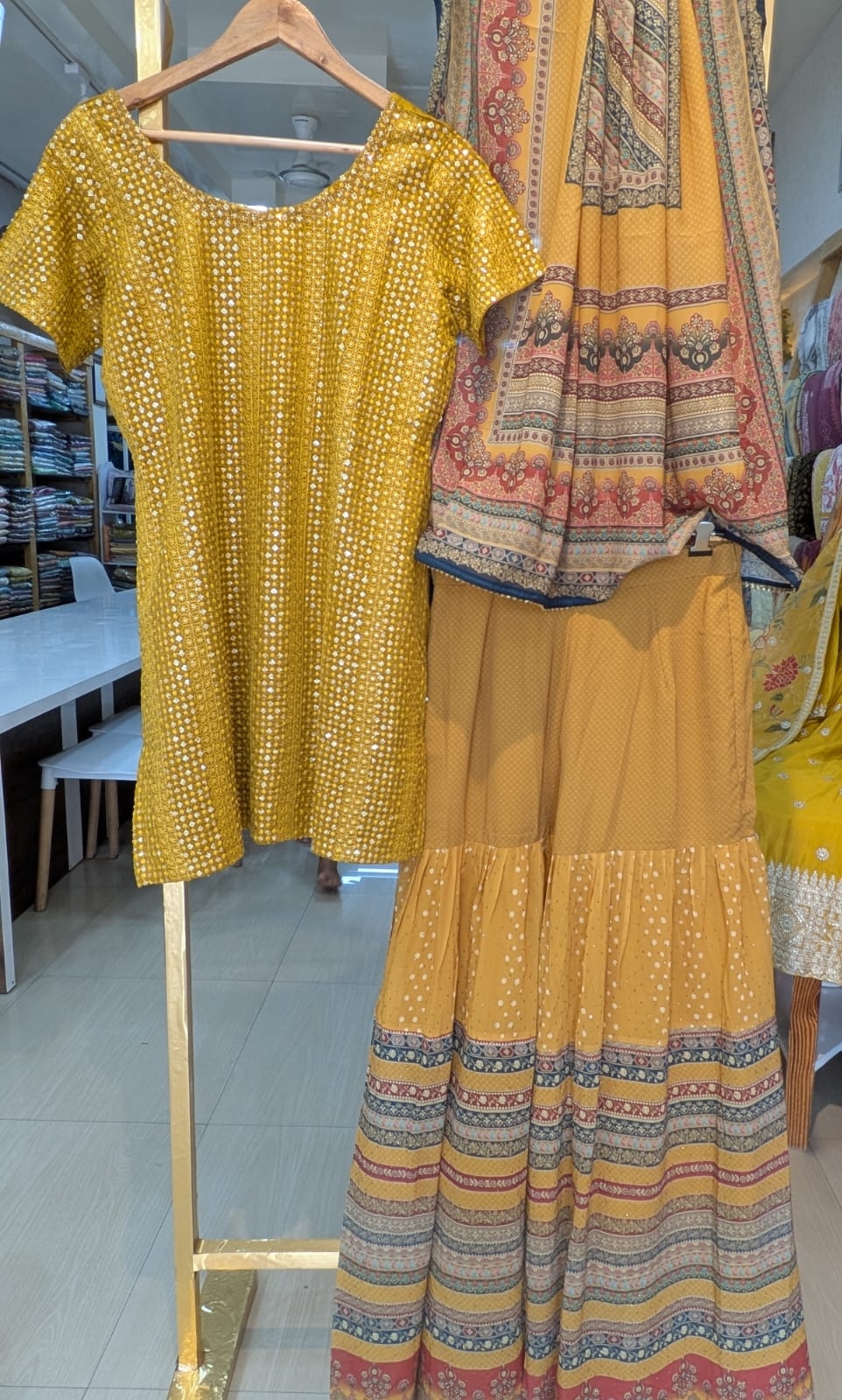 Printed Stitched Sharara Suit - 5305 / SD00108 view 6