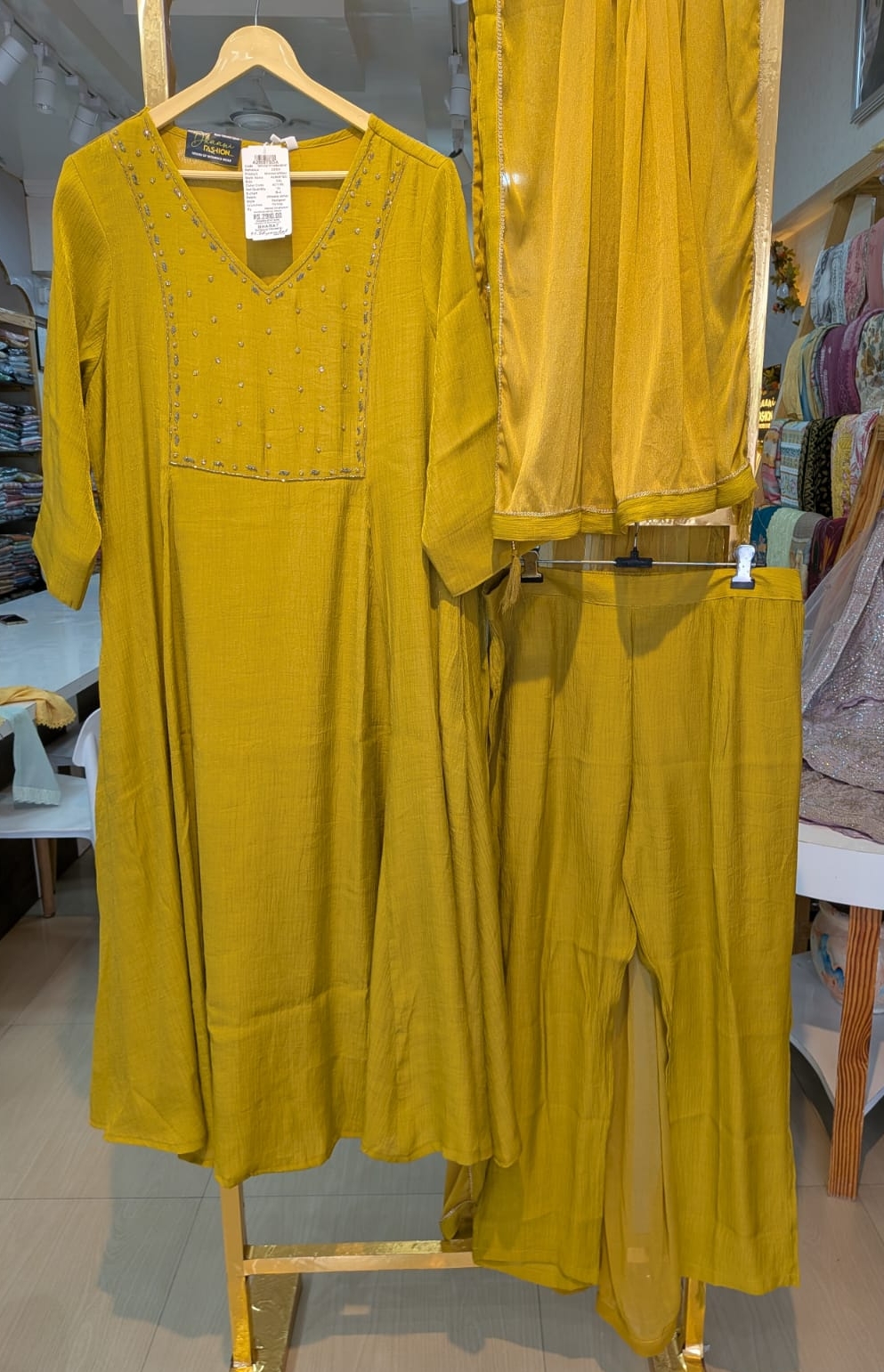 Elegant Silk Stitched Frock Suit - A2908 - / HC002378 view 6