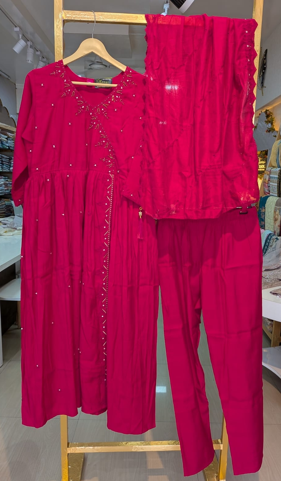 Embroidered Anarkali Viscose Stitched Suit - Rani / HC002033 view 6