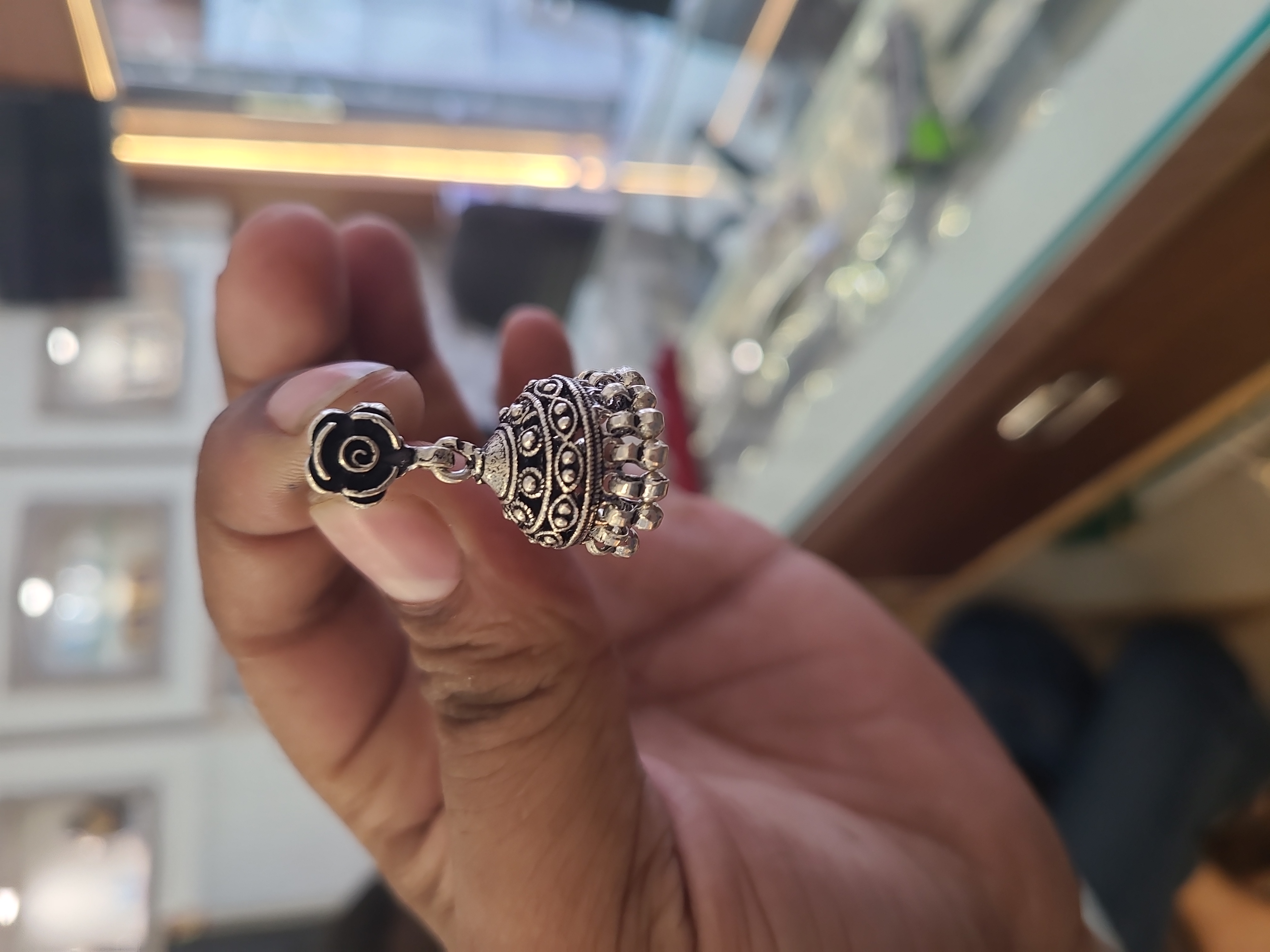 925 Silver Oxidised Jhumki view 2