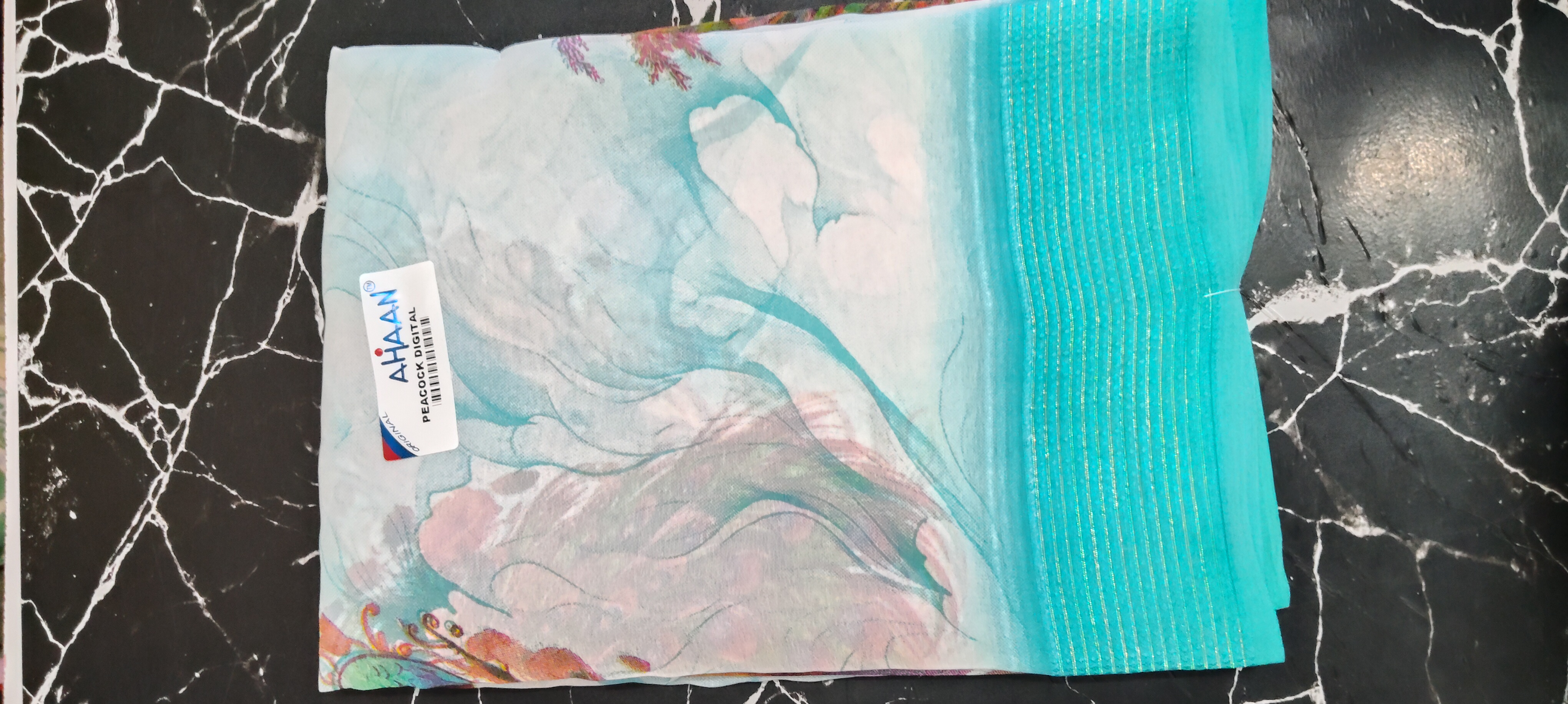 AHAAN Peacock Digital Saree view 2