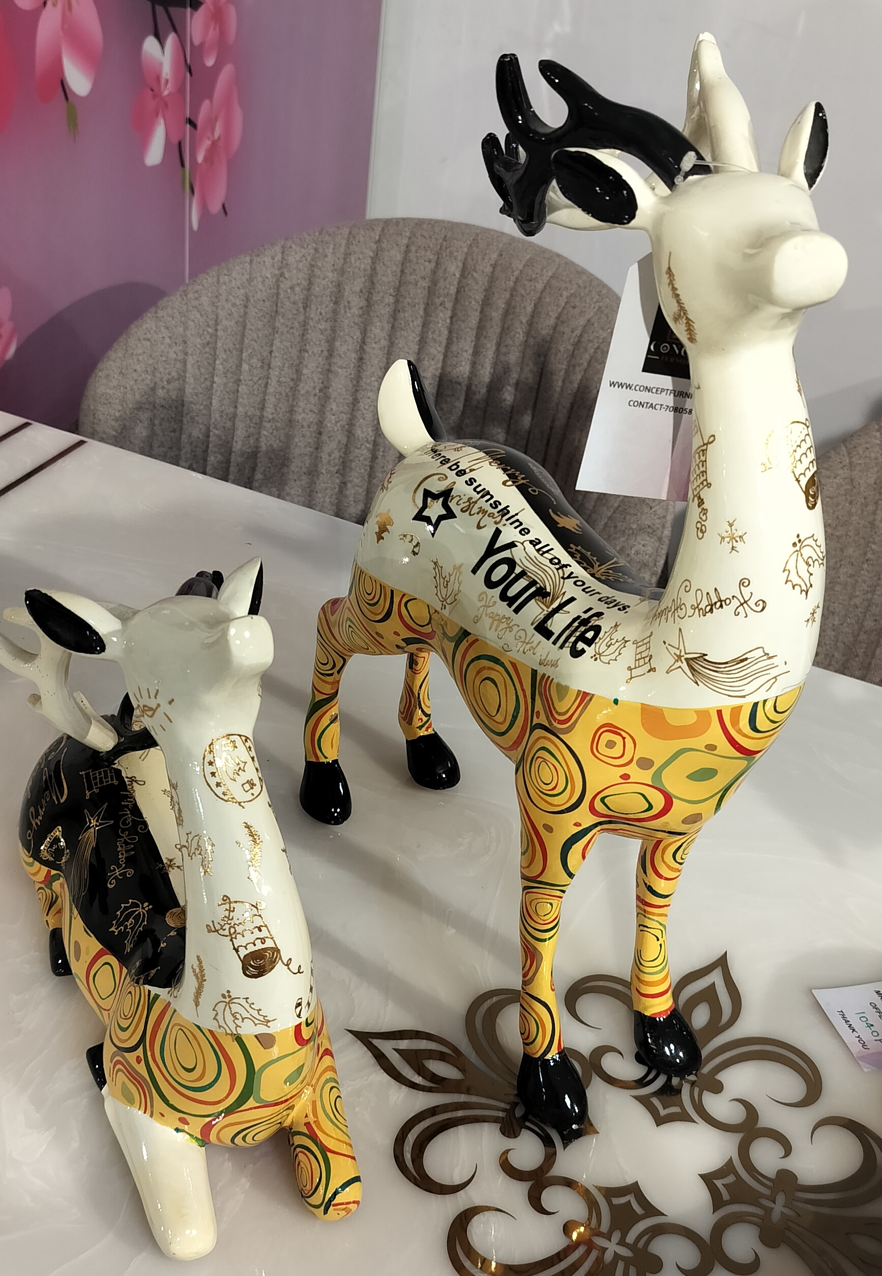 Patterned Deer Figurines view 2