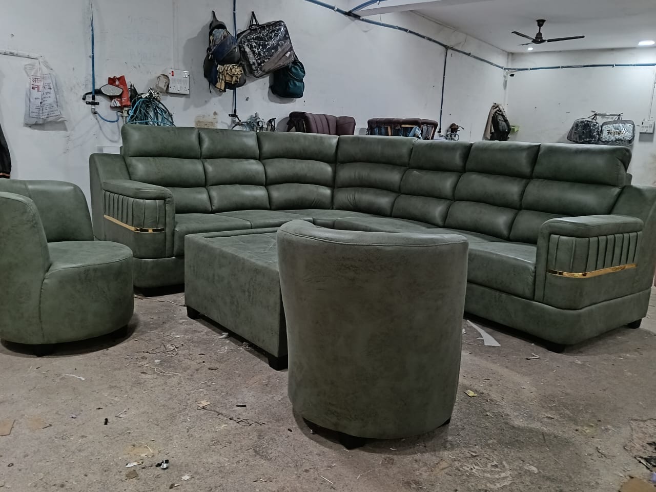 Green Sectional Sofa Set view 2