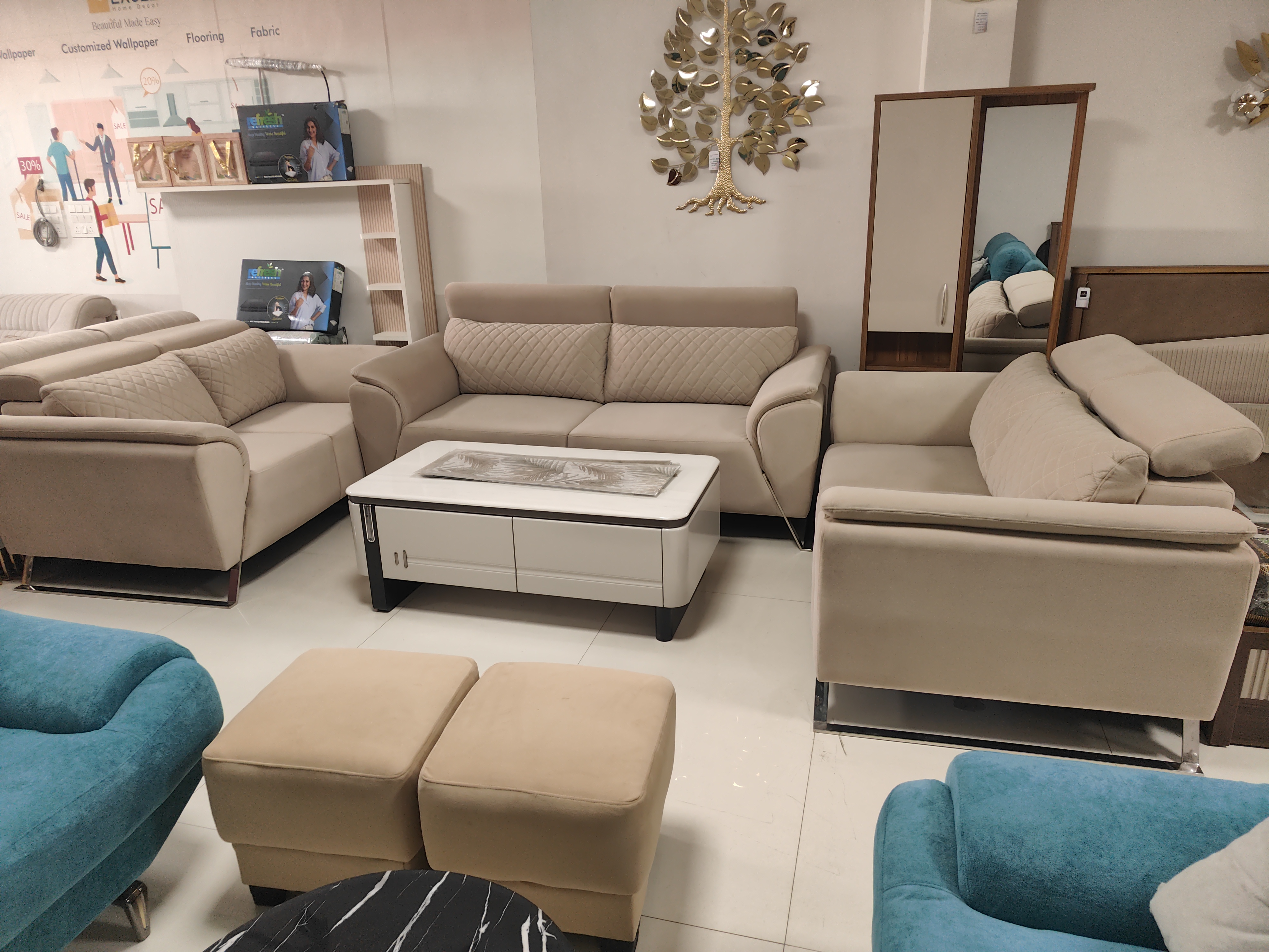 Beige Sofa Set view 2