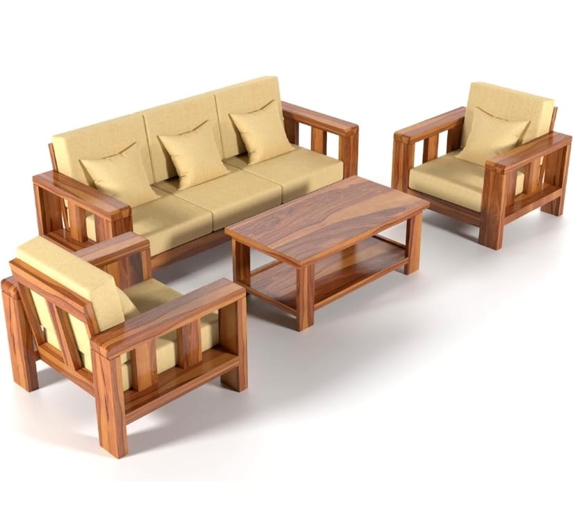 Elegant Wooden Sofa Set view 2