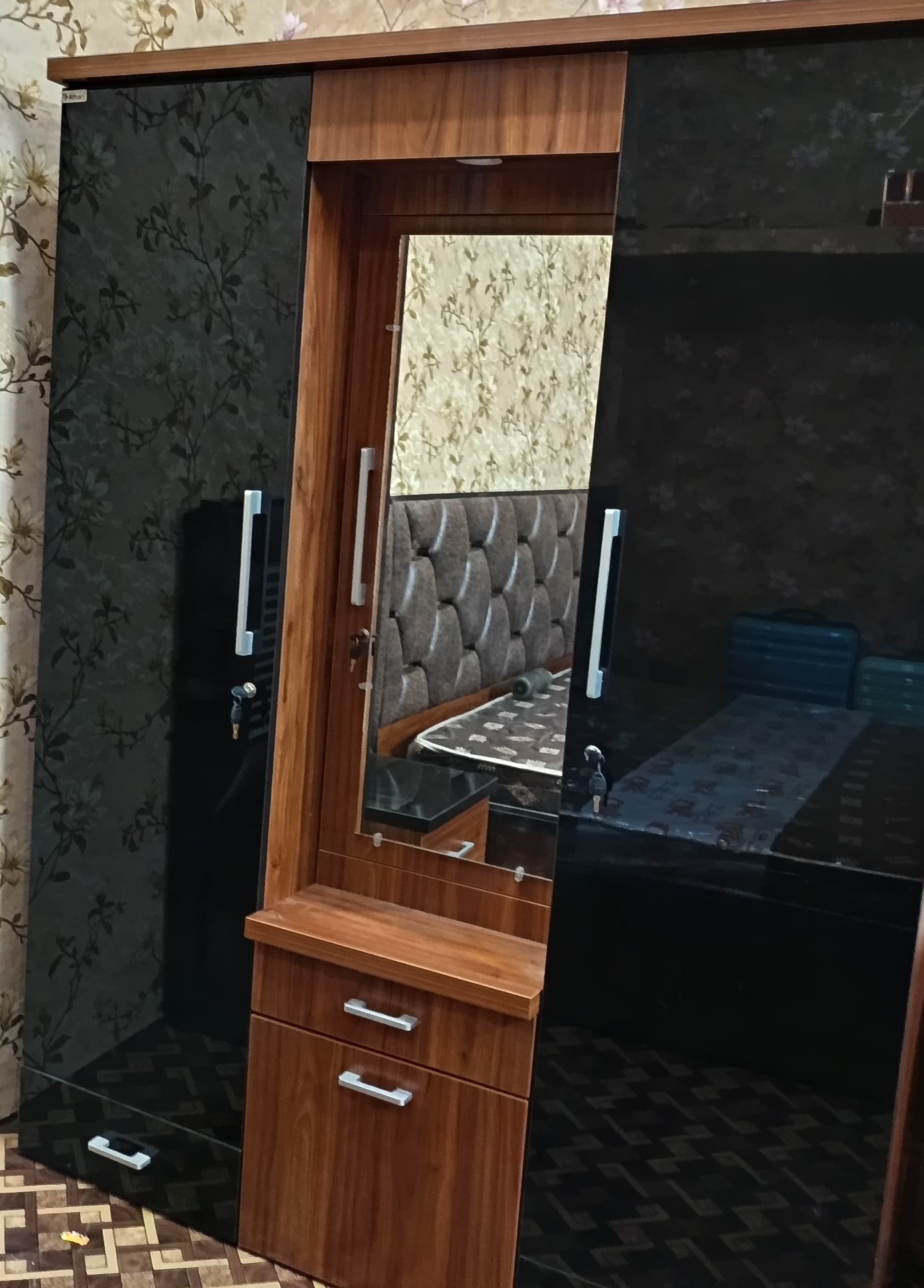 Sleek Black Finish Wardrobe view 2