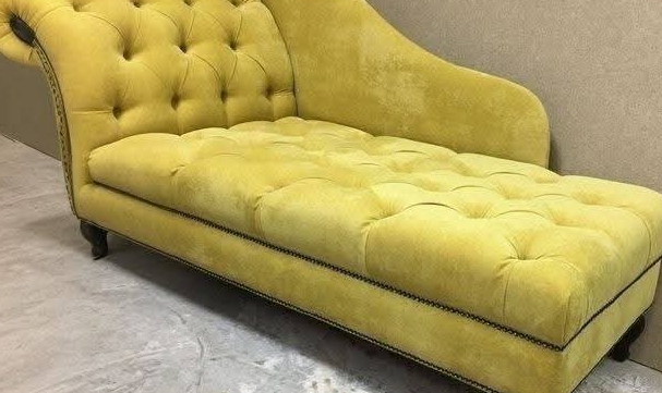 Premium Yellow Upholstered Chaise Lounge view 2