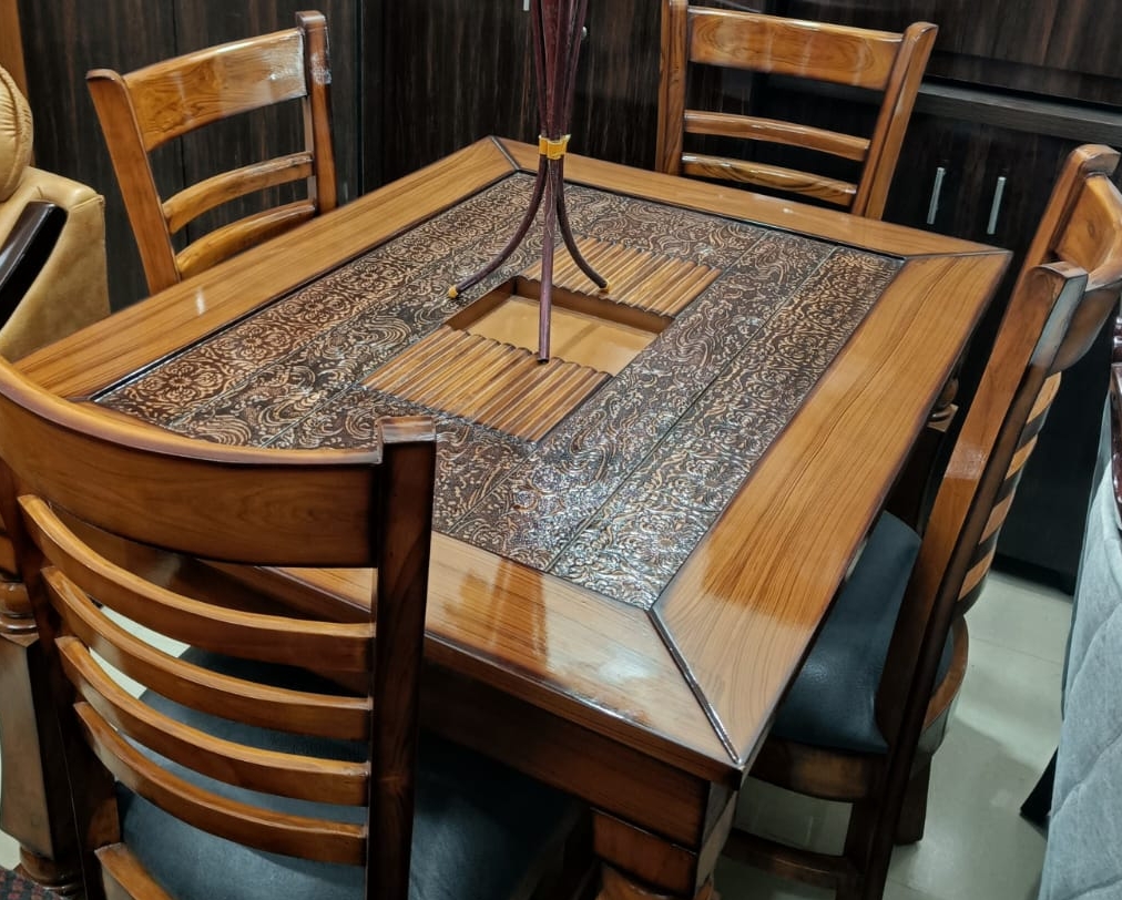 Ornate Wooden Dining Table Set view 2
