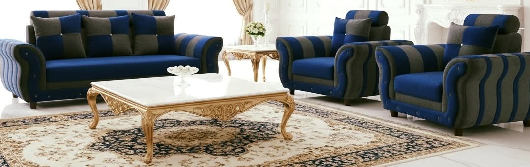 Luxurious Blue Sofa Set view 2