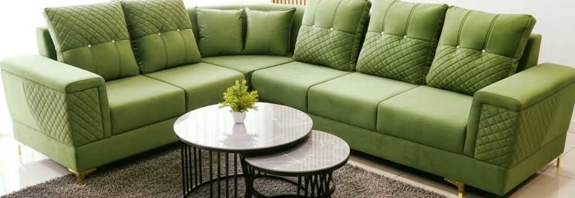 Elegant Green Sectional Sofa view 2