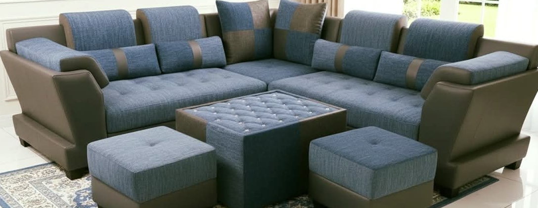 Luxurious Blue Sectional Sofa view 2