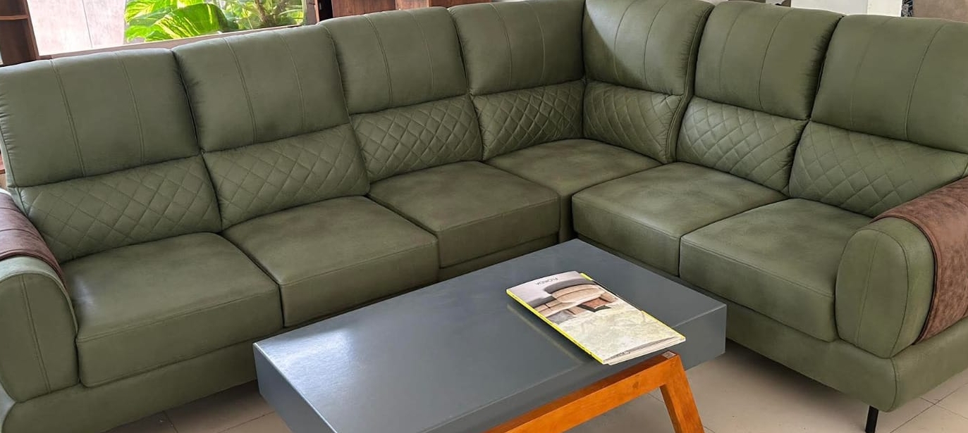 Olive Green Sectional Sofa view 2