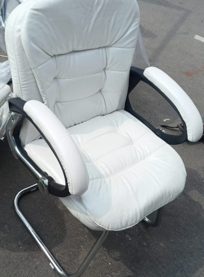 Premium White Leather Office Chair view 2