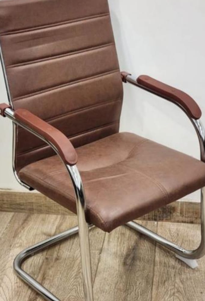 Modern Brown Leather Office Chair view 2