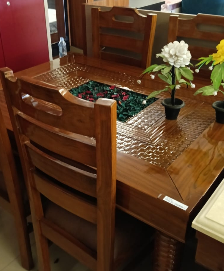 Handcrafted Wooden Dining Table Set view 2