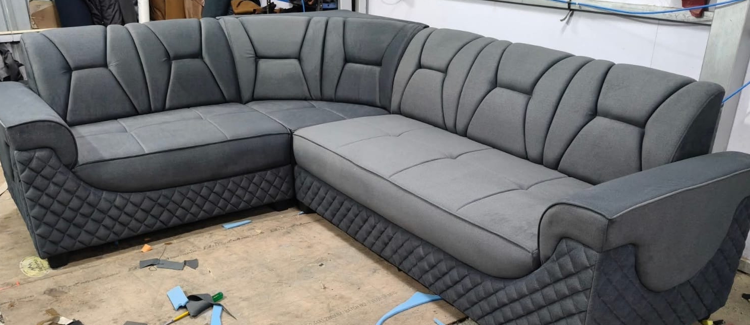 Elegant Grey Sectional Sofa view 2
