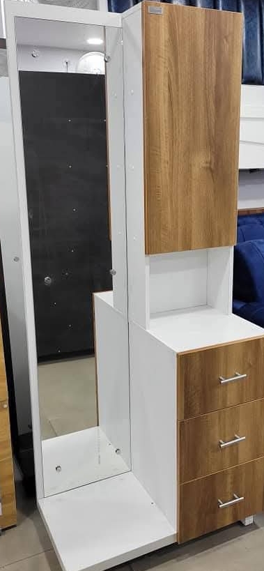 Wooden Hallway Organizer with Mirror view 2