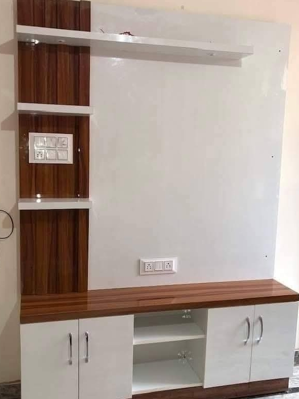 Wooden White TV Unit view 2